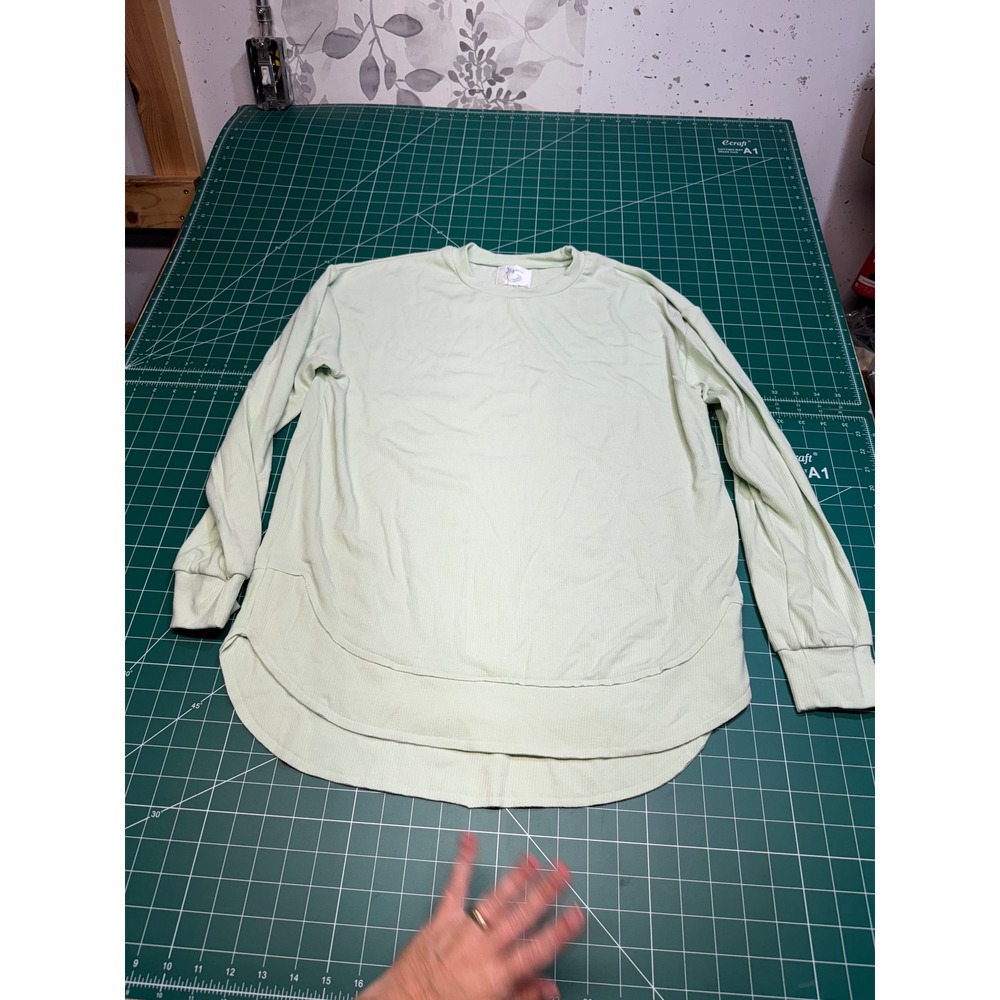 Salty Wave Womens Mint Green Ribbed High Low Hem Long Sleeve Sweatshirt Small
